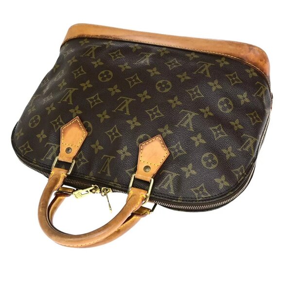 LOUIS VUITTON LV Logo Alma Hand Bag Monogram Leather Brown France - Picture 16 of 16